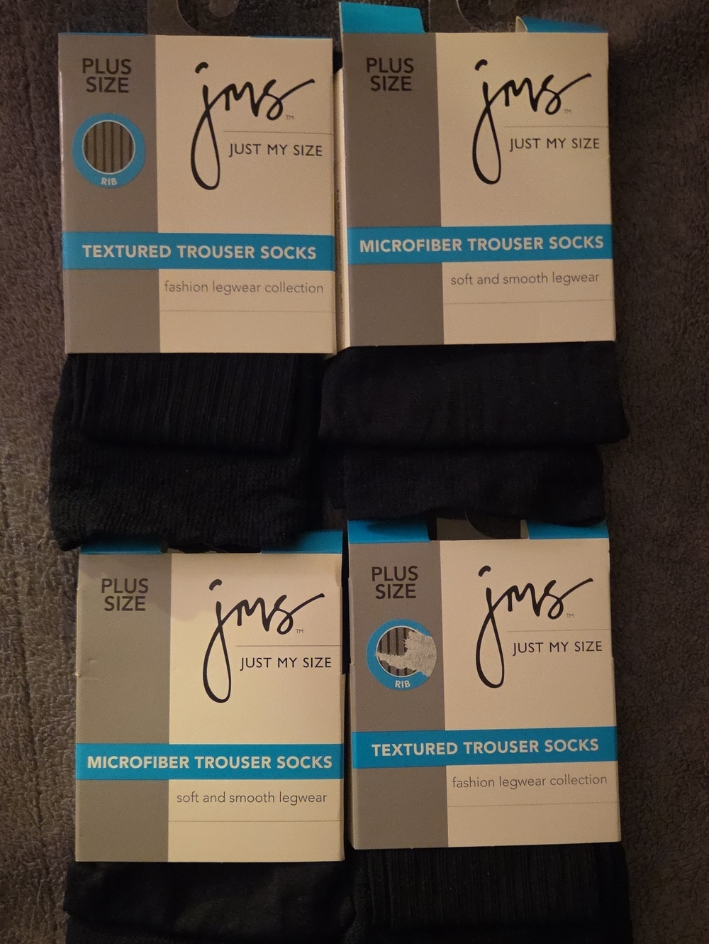 Just My Size Black Trouser Socks 4-Pack